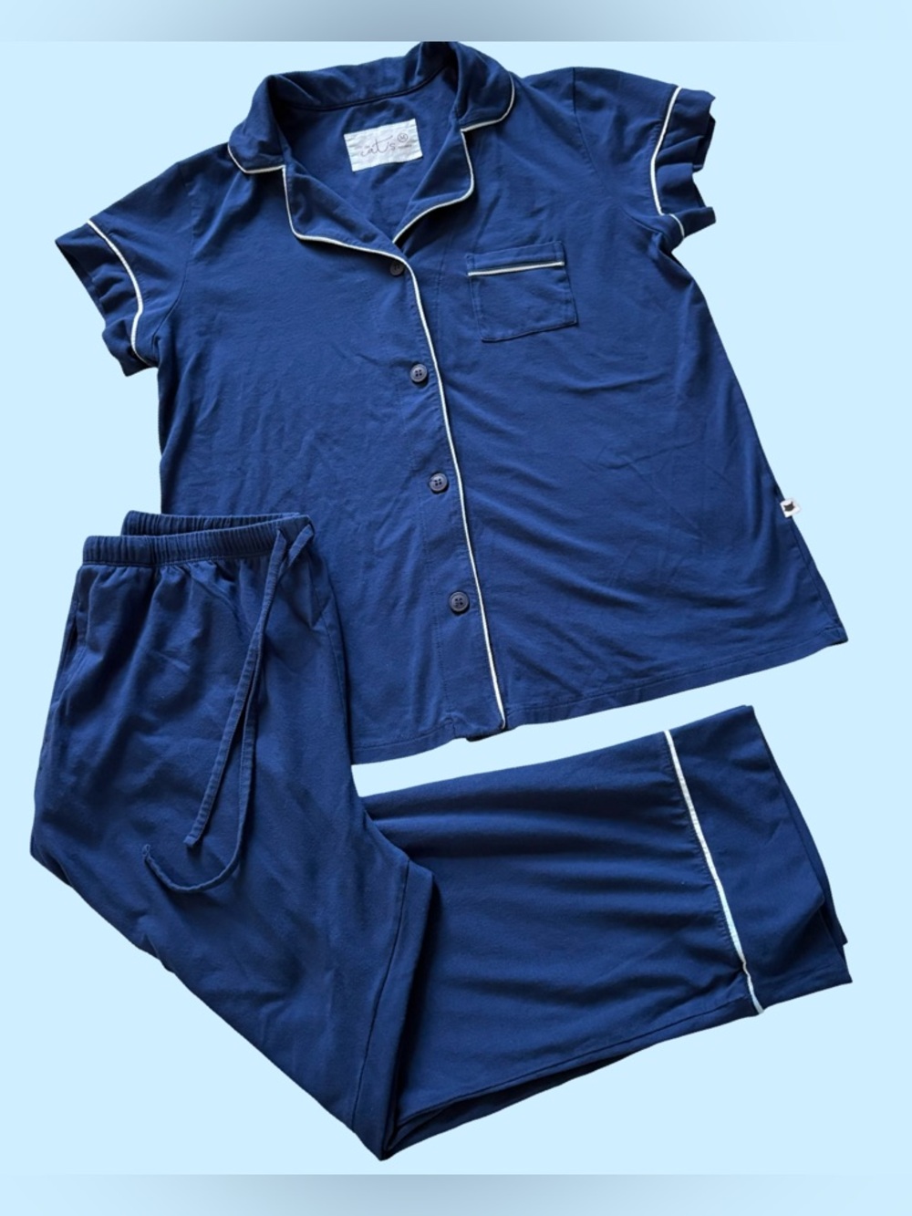 The Cat's Pajamas Set Pima Modal Knit Capri Set Navy